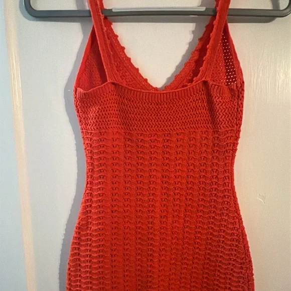 Winfred Red Crochet Midi Dress • Side Slit • Size XS/Small - Picture 7 of 9